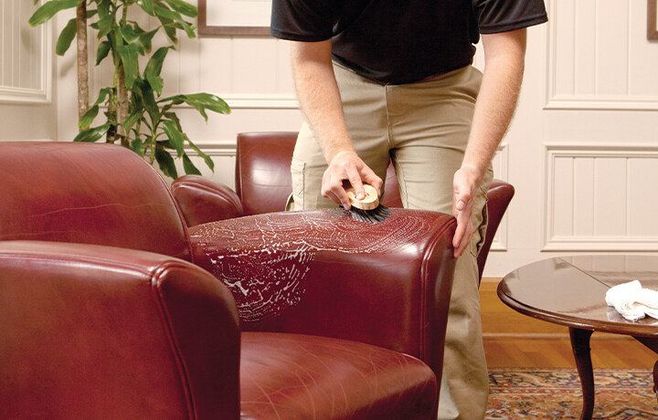 Professional cleaning leather chair